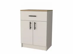 Clearance Alacena Mayorca en melamina con 2 puertas , 2 estantes y cajon con rieles metalicos , Blanco / Beige , 85.1 cm X 60 cm X 40.5 cm Aparador De Cocina