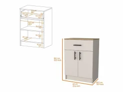 Clearance Alacena Mayorca en melamina con 2 puertas , 2 estantes y cajon con rieles metalicos , Blanco / Beige , 85.1 cm X 60 cm X 40.5 cm Aparador De Cocina