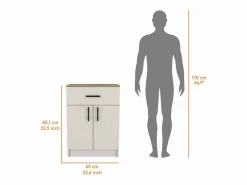 Clearance Alacena Mayorca en melamina con 2 puertas , 2 estantes y cajon con rieles metalicos , Blanco / Beige , 85.1 cm X 60 cm X 40.5 cm Aparador De Cocina