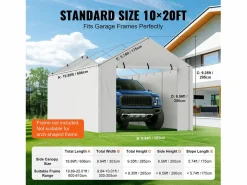 Best Alero de Reemplazo para Refugio de Auto SucceBuy, 304,8 x 609,6 cm, con Pared Lateral, Cochera