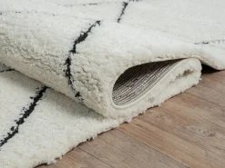 Online Alfombra Bahar Shaggy moderna patrón rombos, negro , 120 cm redonda Alfombra Redonda