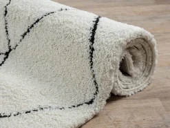 Online Alfombra Bahar Shaggy moderna patrón rombos, negro , 120 cm redonda Alfombra Redonda