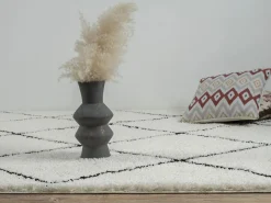 Online Alfombra Bahar Shaggy moderna patrón rombos, negro , 120 cm redonda Alfombra Redonda