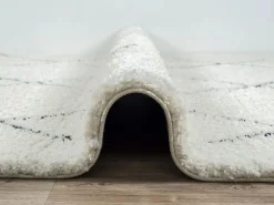 Sale the carpet Alfombra Bahar Shaggy moderna patrón rombos, negro , 160 cm redonda Blanco