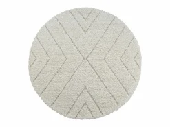Discount the carpet Alfombra Bahar Shaggy patrón triángulos, , 160 cm redonda Crema