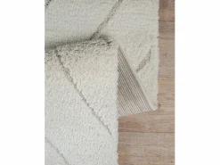 Discount the carpet Alfombra Bahar Shaggy patrón triángulos, , 160 cm redonda Crema