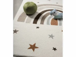 Hot the carpet Alfombra Beat Kids Moderna Infantil Arcoíris Estrellas Pastel - - 120x170 cm Crema