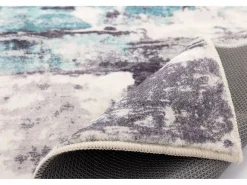 Sale Alfombra de baño estampada con pelo suave 60x100 cm Turquesa multi Ariella Azul turquesa