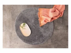 Clearance ebuy24 Alfombra de baño Valle Ø60cm oscuro. Gris