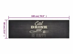 Clearance Alfombra de cocina lavable terciopelo negro 60x180 cm ES924073 Alfombra De Cocina|Alfombra De Cocina