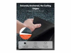 Clearance Alfombra de Entrada SucceBuy, 183x122 cm, Felpudo Exterior Interior con Reverso Antideslizante PVC, Resistente Lavable, Atrapa Polvo, Azul Pizarra Negro
