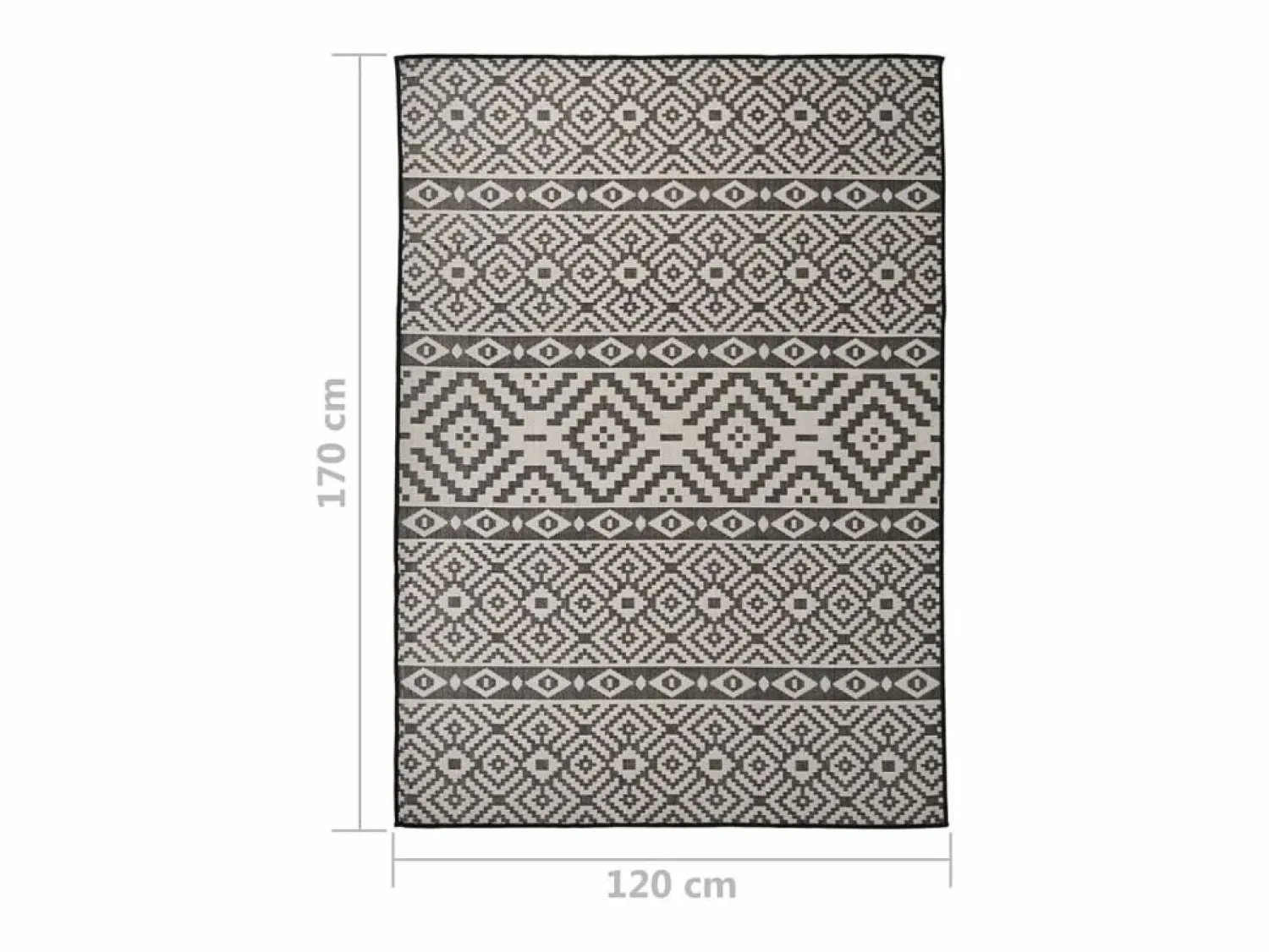 Clearance Clicnbuy Alfombra de exterior de tejido plano rayas negras 120x170 cm Negro