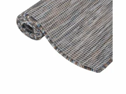 Outlet Alfombra de exterior de tejido plano marrón y azul 120x170 cm Alfombra De Exterior|Decoración De Jardín