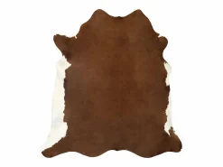 Alfombra de piel de vaca auténtica marrón y blanca 150 x 170 cm Marru00f3n