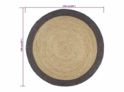 Discount Alfombra de yute hecha a mano con borde oscuro 150 cm Gris