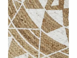 Outlet Alfombra de yute hecha a mano con estampado de 120 cm Blanco