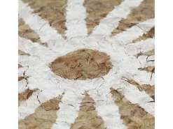 Outlet Alfombra de yute hecha a mano con estampado de 120 cm Blanco