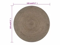Sale Clicnbuy Alfombra de yute tejida a mano redonda 120 cm Gris