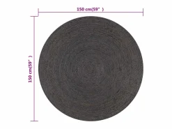 Best Alfombra de yute tejida a mano 150 cm oscuro Alfombra Redonda