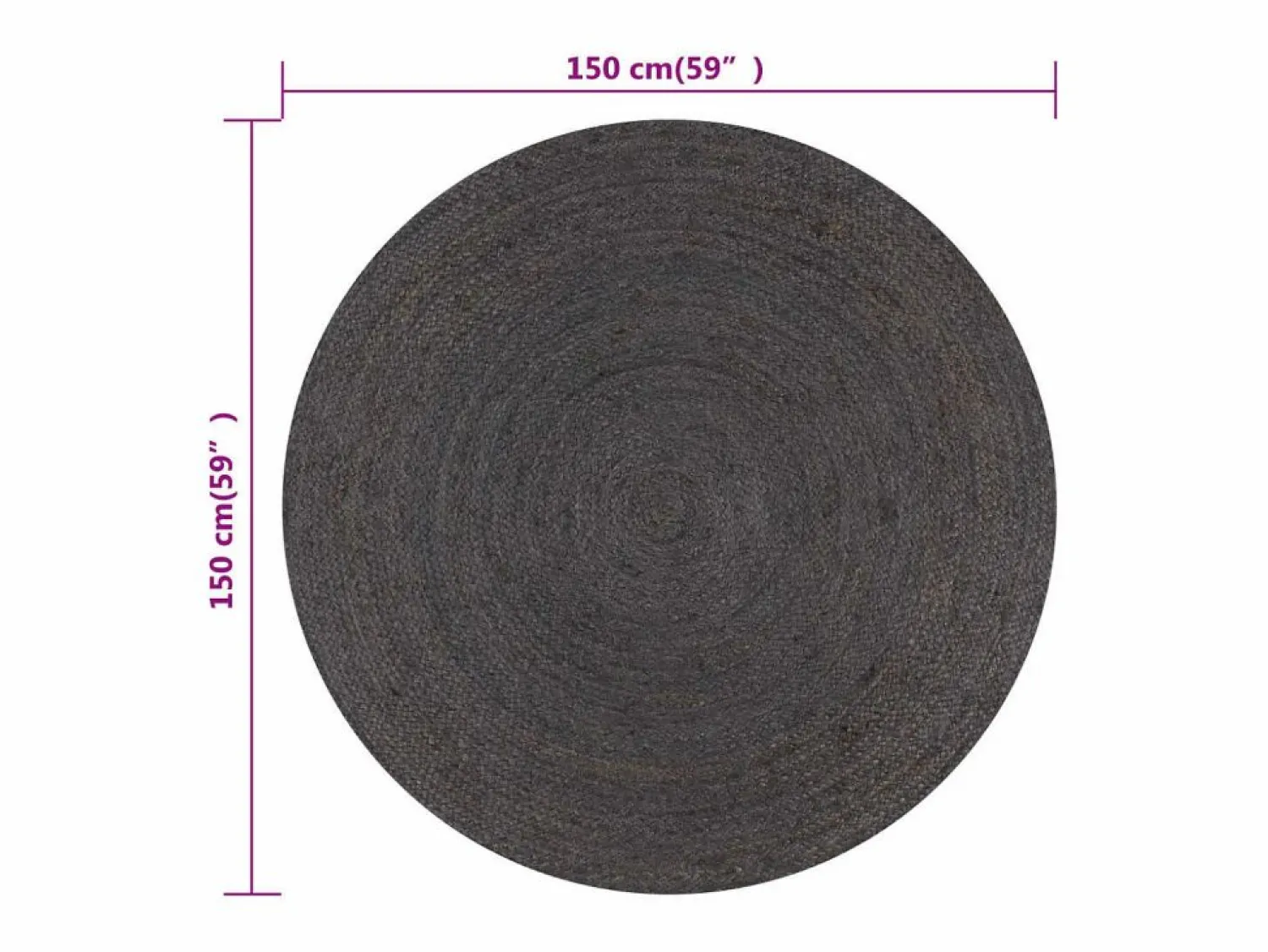 Best Alfombra de yute tejida a mano 150 cm oscuro Alfombra Redonda