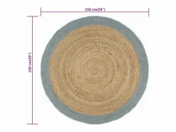 Clicnbuy Alfombra de yute tejida a mano con borde oliva 150 cm