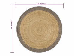 Clicnbuy Alfombra de yute tejida a mano con borde 120 cm