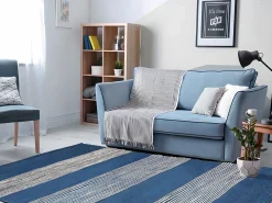Sale Alfombra de yute tejida a mano KOCHI - 200 x 290 cm - Azul marino y blanco Alfombra De Salón
