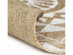 Hot Alfombra de yute tejida a mano con estampado 120 cm Alfombra Redonda