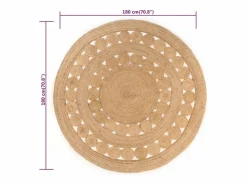 Hot Alfombra de yute trenzado redonda de 180 cm Beige
