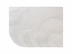 Sale OZAIA Alfombra en relieve de lana 100% hecha a mano con borde redondeado, 160 x 230, , VELORIA Marfil