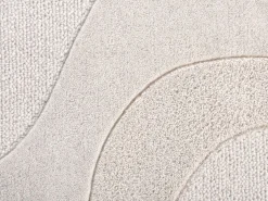 Sale OZAIA Alfombra en relieve de lana 100% hecha a mano con borde redondeado, 160 x 230, , VELORIA Marfil