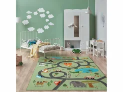 New Alfombra Happy Life Juego Safari - - 200 cm Redonda Alfombra Infantil|Alfombra Redonda