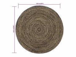 Sale Clicnbuy Alfombra hecha a mano de yute negra y natural 150 cm Negro