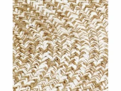 Alfombra hecha a mano de yute blanca y natural 90 cm Alfombra Redonda