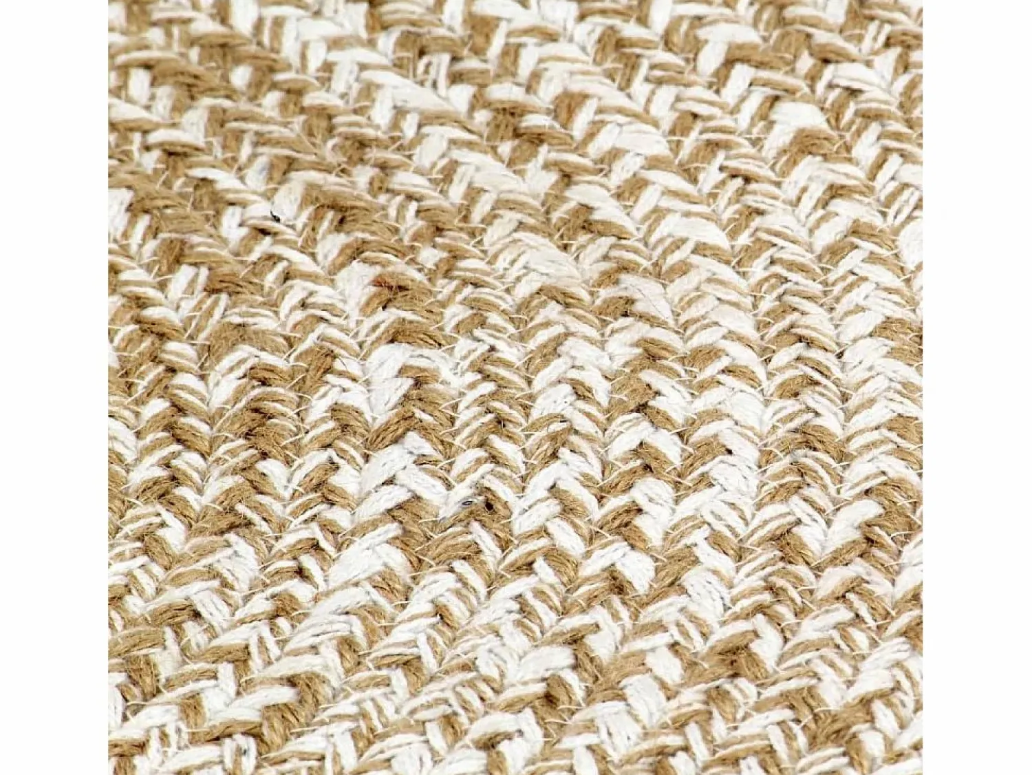 Alfombra hecha a mano de yute blanca y natural 90 cm Alfombra Redonda