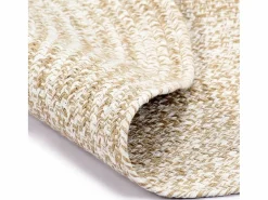 New Alfombra hecha a mano de yute blanca y natural 120 cm Alfombra Redonda