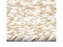New Alfombra hecha a mano de yute blanca y natural 120 cm Alfombra Redonda