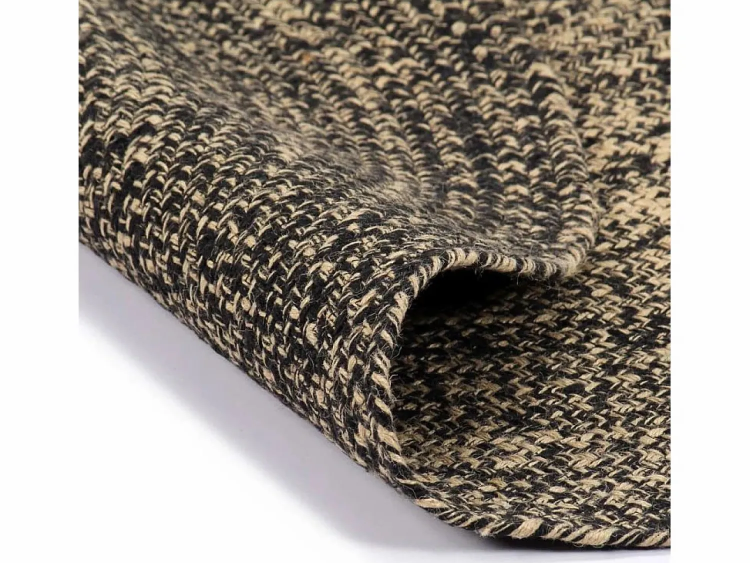 Online Alfombra hecha a mano de yute negra y natural 90 cm Alfombra Redonda