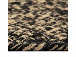 Online Alfombra hecha a mano de yute negra y natural 90 cm Alfombra Redonda