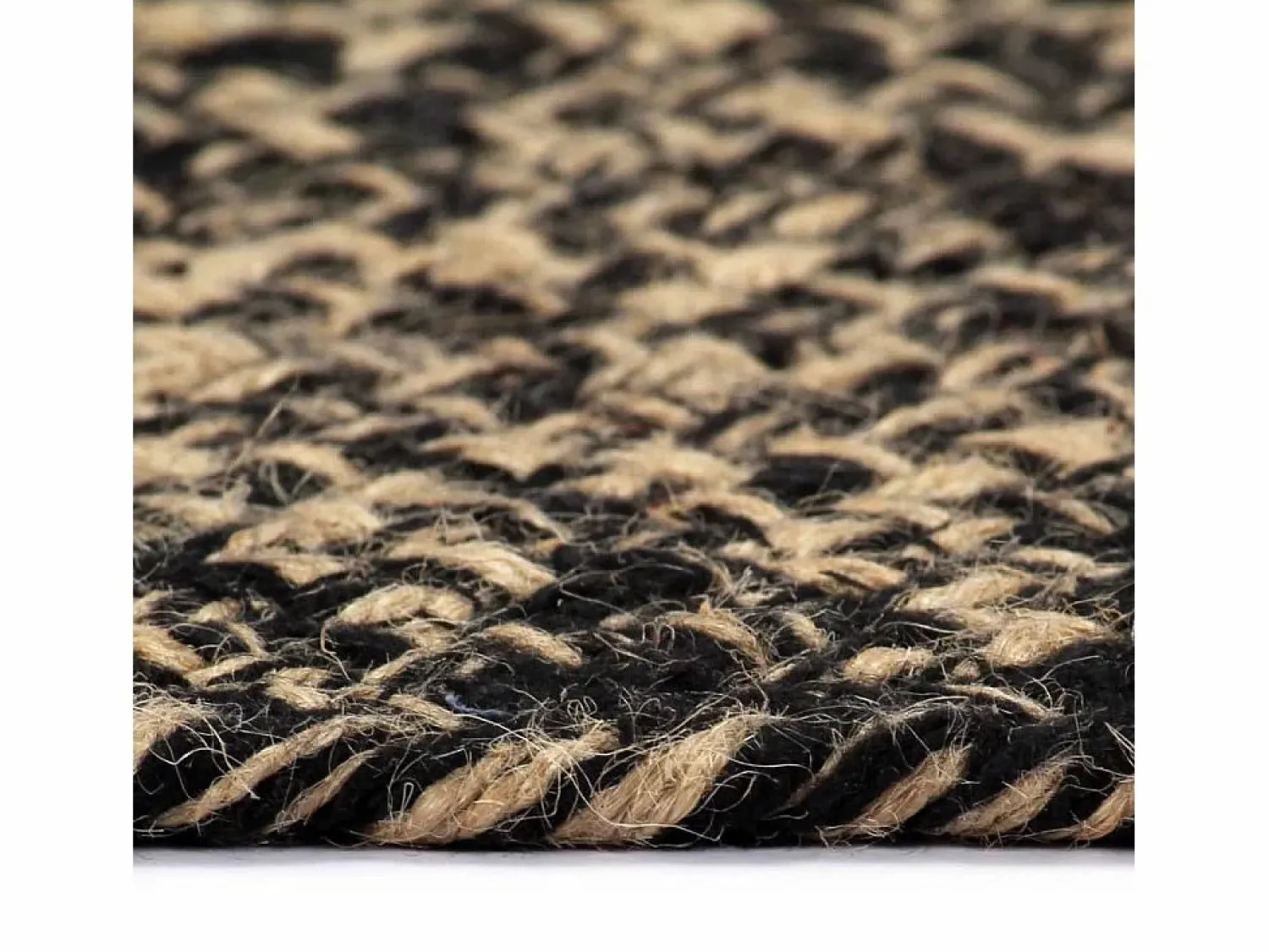 Online Alfombra hecha a mano de yute negra y natural 90 cm Alfombra Redonda
