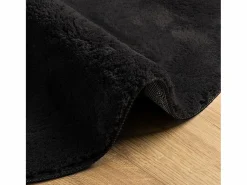New Alfombra HUARTE de pelo corto suave y lavable en color Ø 120 cm Negro