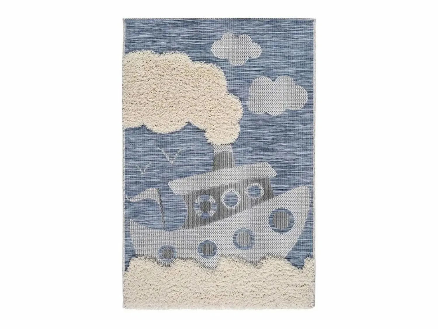 Clearance Alfombra interior - infantil barco - - 115 x 170 cm - CHINKY Azul