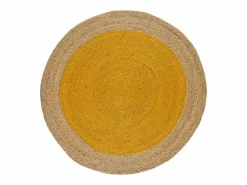 Clearance Alfombra interior redonda - naturel - mostaza - diam.120 cm - MAHON Alfombra Redonda