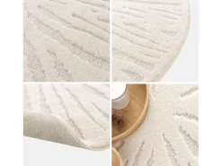 Sweeek Alfombra interior shaggy redonda beige, 160cm