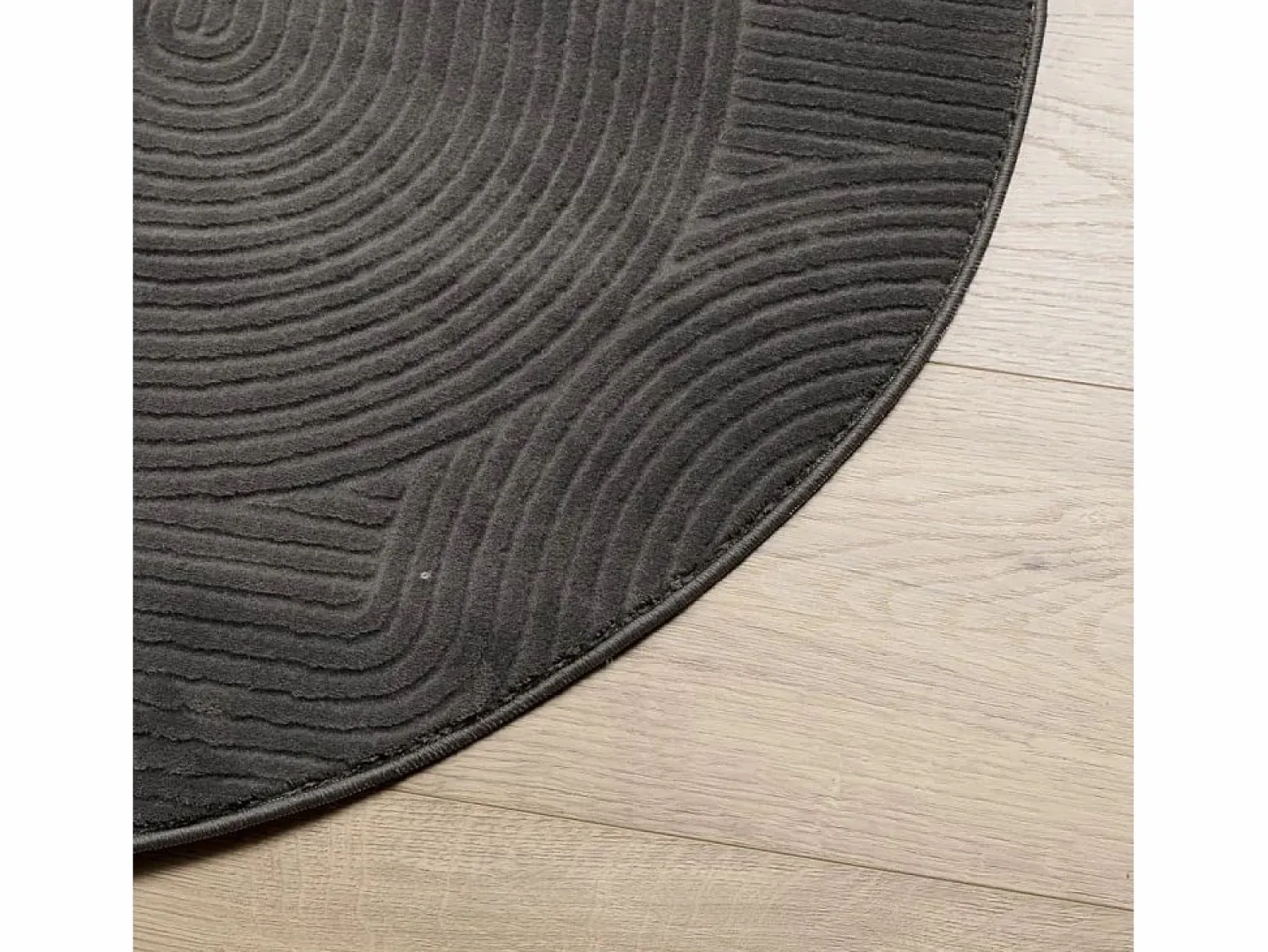 Alfombra IZA de pelo corto de estilo escandinavo en color antracita Ø 200 cm