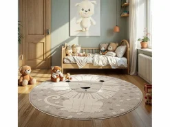 Clearance the carpet Alfombra Jungle Kids Habitación Infantil 3D Resistente - - 120 cm Redonda Beige
