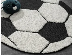 the carpet Alfombra Lou Infantil Fútbol - Negro - 80 cm Redonda