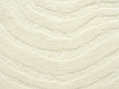 Clearance OZAIA Alfombra orgánica en relieve 100% lana tufting tejida a mano, D.200 cm, , 2100g/m², ORENIA Marfil