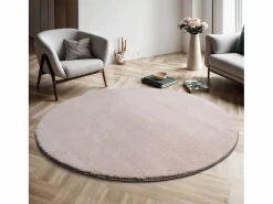 the carpet Alfombra pelo corto lavable antideslizante - Rosa - 200 cm Redondo - RELAX