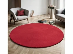 Clearance the carpet Alfombra pelo corto lavable antideslizante - - 120 cm Redondo - RELAX Rojo